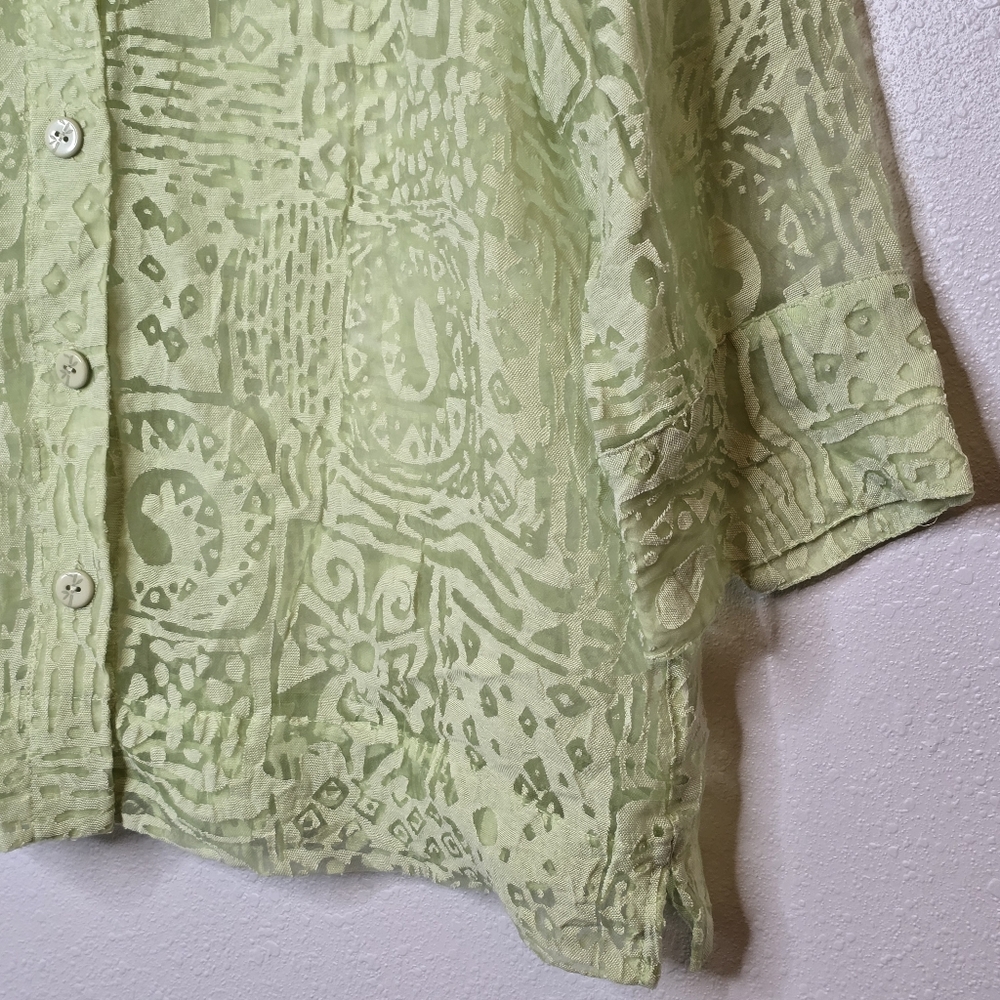 Ruby Rd. Women's Buttonfront Top Lime Green 3/4 S… - image 3